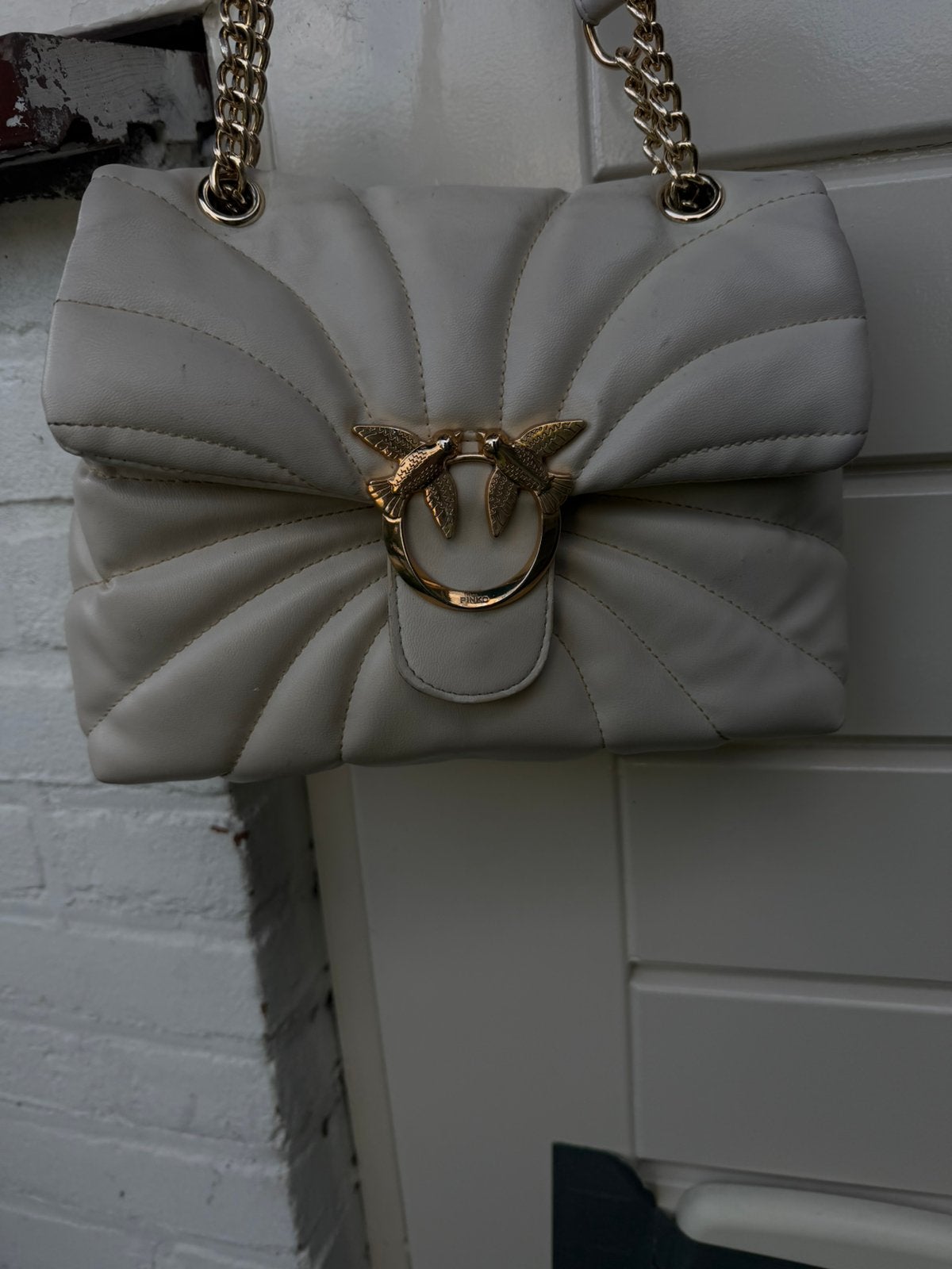 PINKO Love Bag Puff Classic, Ophalen, Zo goed als nieuw, Wit, Schoudertasje