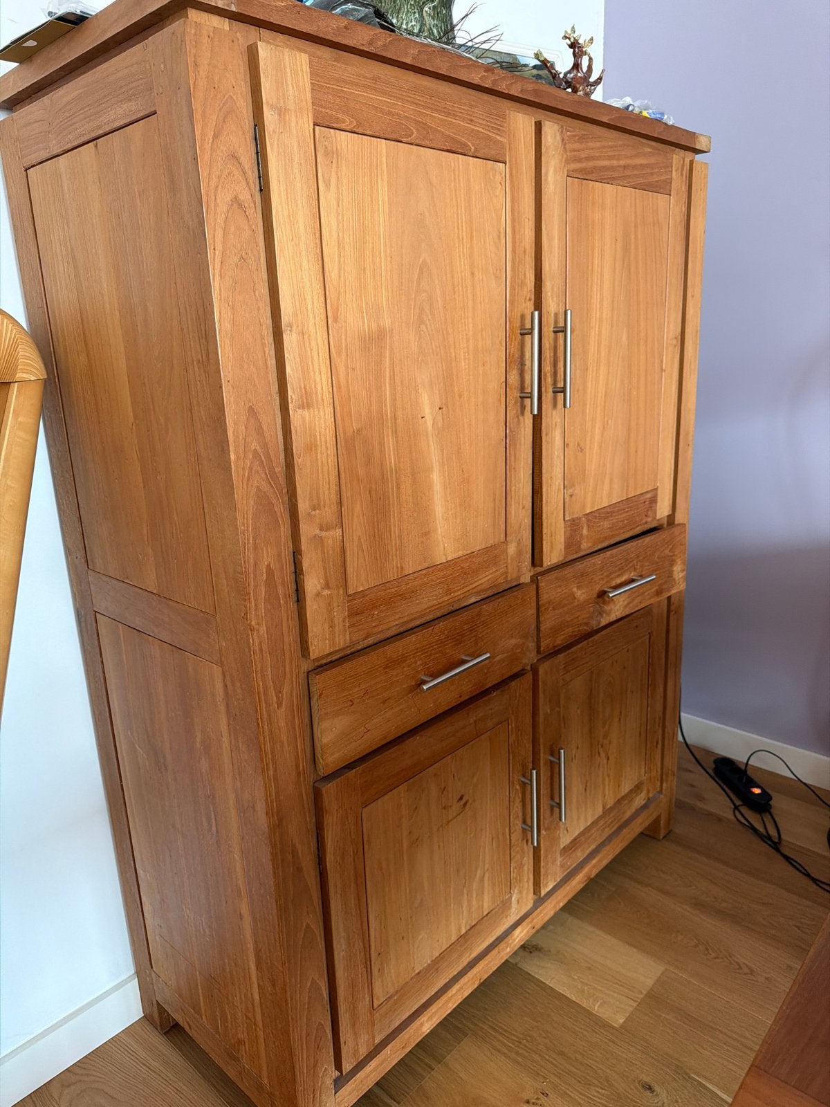 Teak Houten kast met deuren en lades - 120x160x50 cm, Huis en Inrichting, Ophalen, Gebruikt, 100 tot 150 cm, Met lade(s)