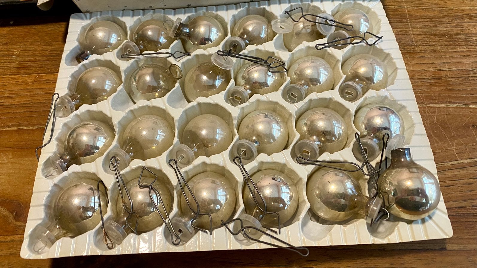 Vintage feather tree ballen zilver, Ophalen of Verzenden, Gebruikt