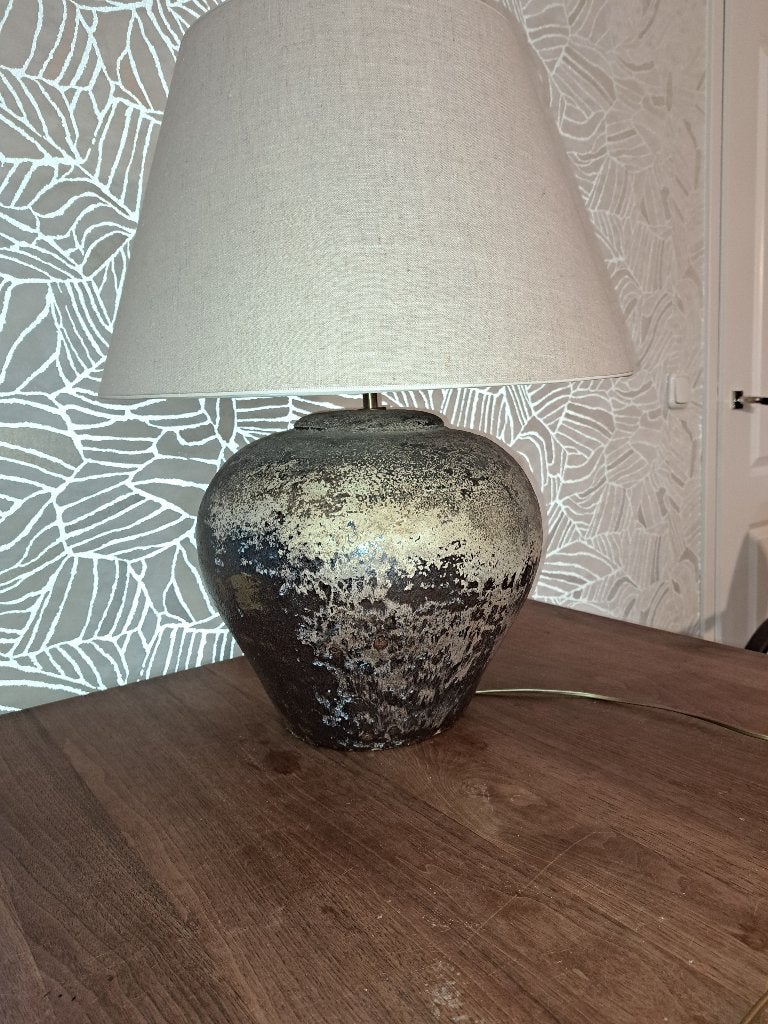 Kruiklamp met linnen kap, Huis en Inrichting, Overige merken, Inclusief lichtbron, E27 (groot), Zo goed als nieuw