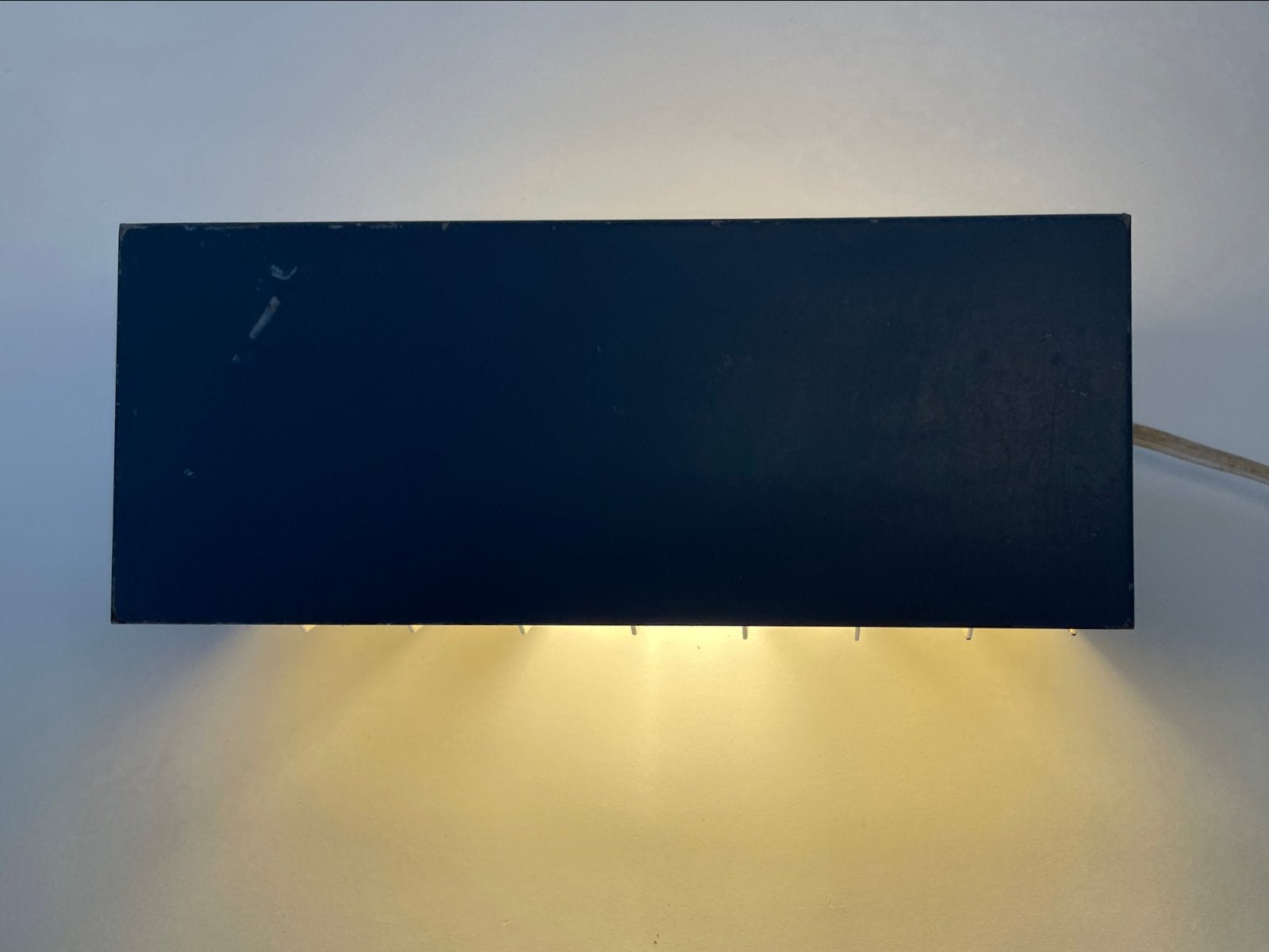 Vintage wandlamp / bedlampje, blauw metaal, Ophalen of Verzenden, Gebruikt