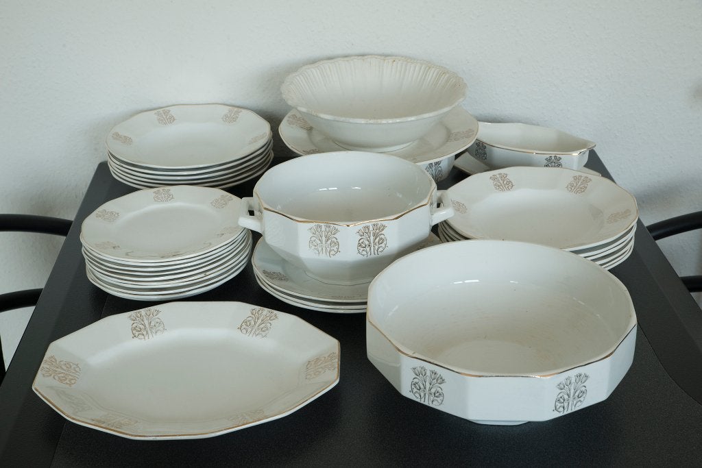 Antiek 32-delig servies – Faïencerie Saint-Ghislain, Antiek en Kunst, Ophalen