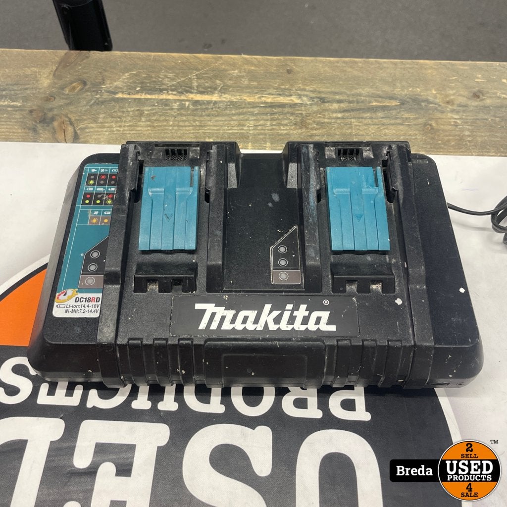 Makita DC18RD Duo Lader, Makita, Gebruikt, Support@makita.com, Makita Corporation, 3-11-8, Sumiyoshi-cho, 
Anjo, Aichi 446-8502
Japan