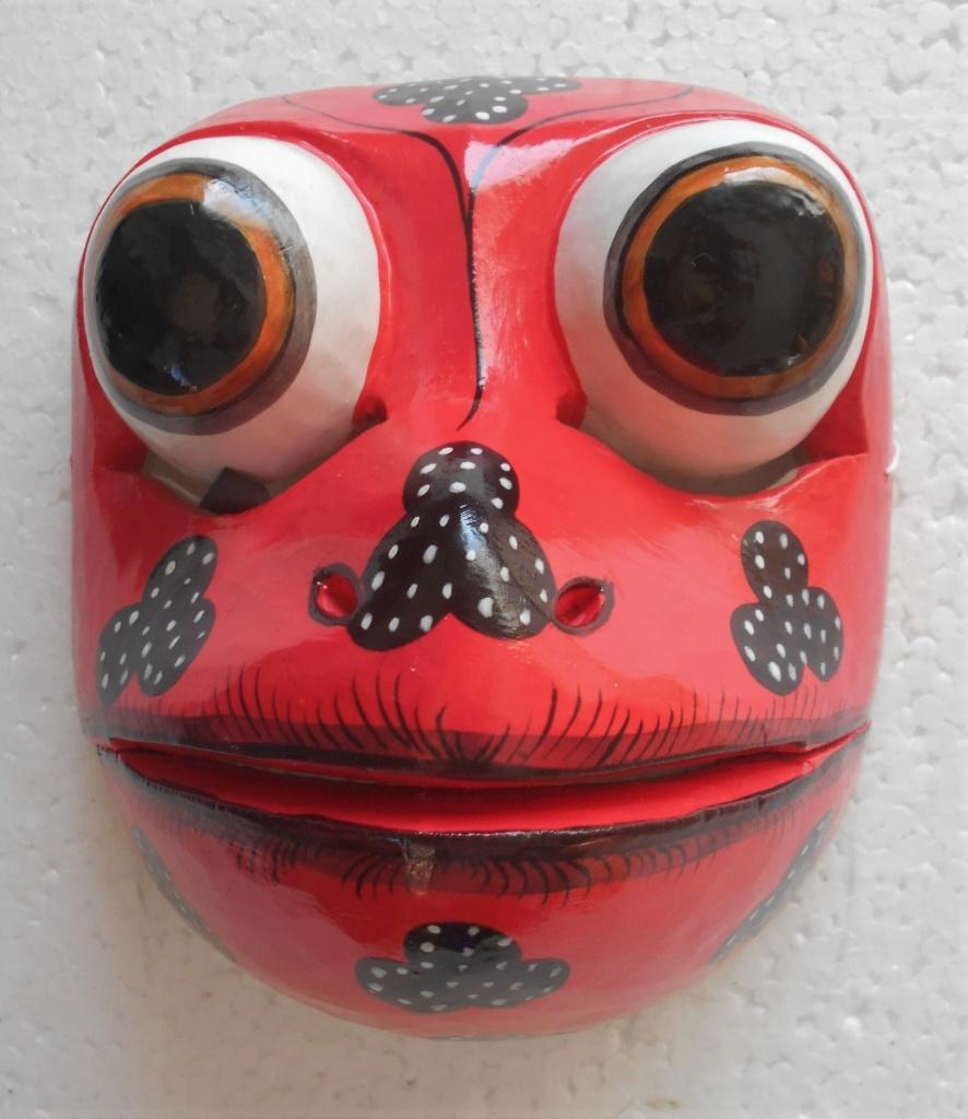 Balinees Handwerk: Topeng Masker "Kikker" in Rood TOP190, Antiek en Kunst, Kunst | Niet-Westerse kunst, Verzenden