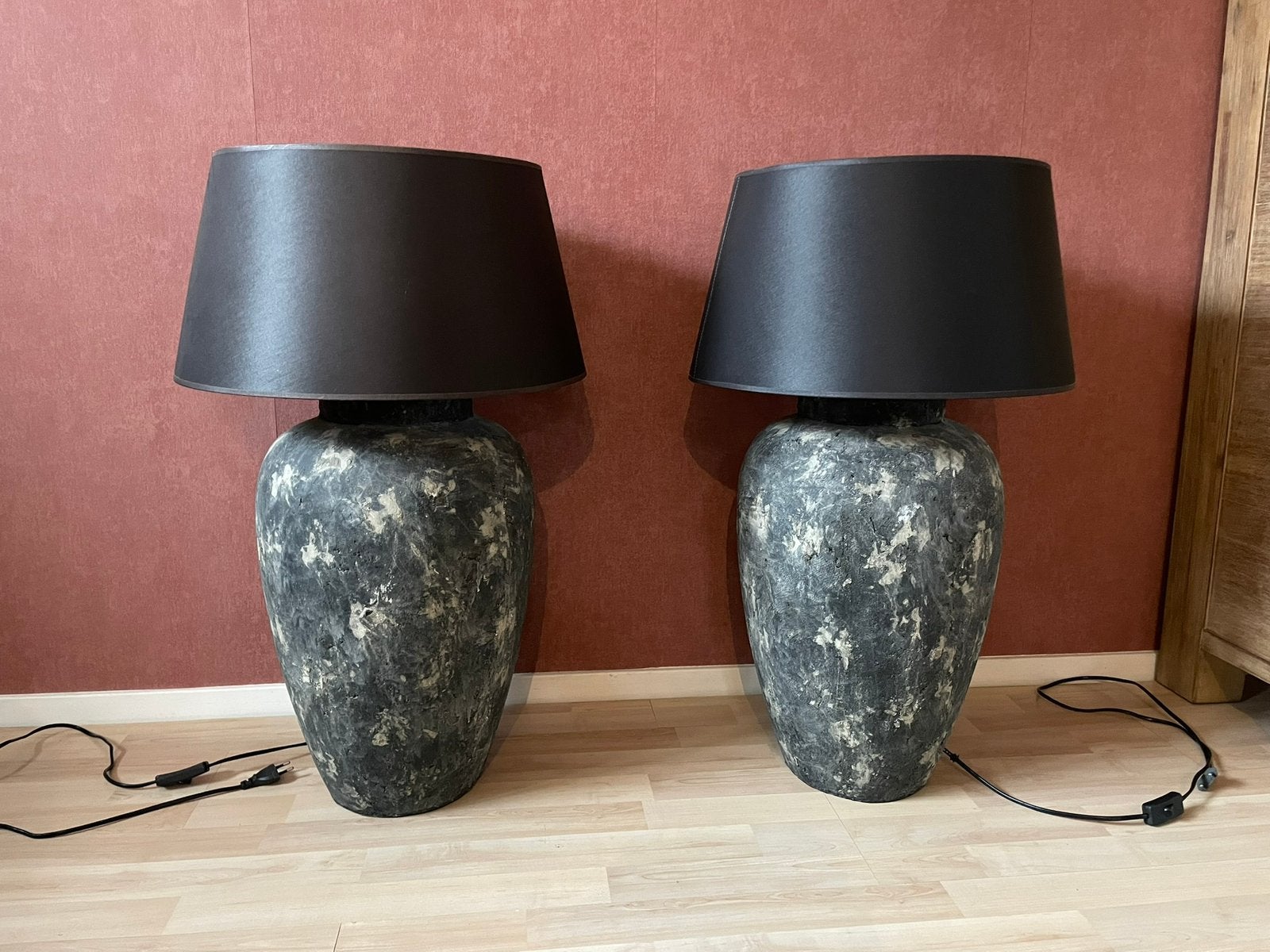 Set van 2 grote natuurstenen tafellampen, Huis en Inrichting, Lampen | Tafellampen, Ophalen, Zo goed als nieuw