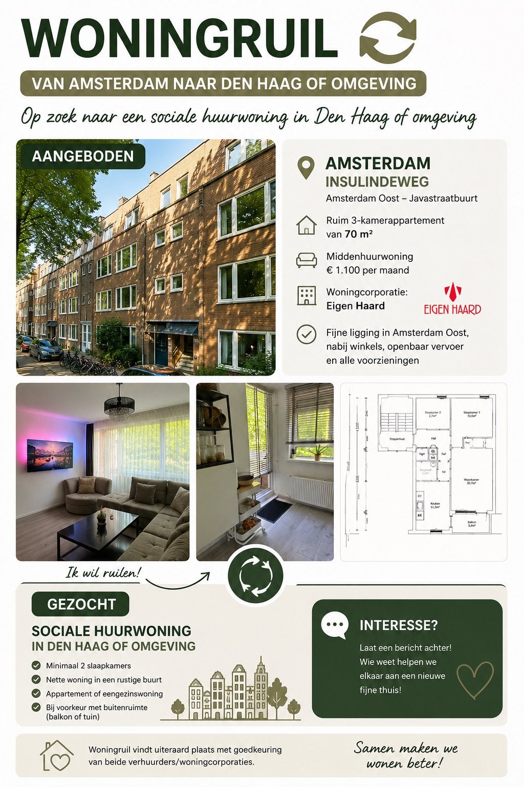 Woningruil! Ik naar DEN HAAG jij naar AMSTERDAM, Ophalen