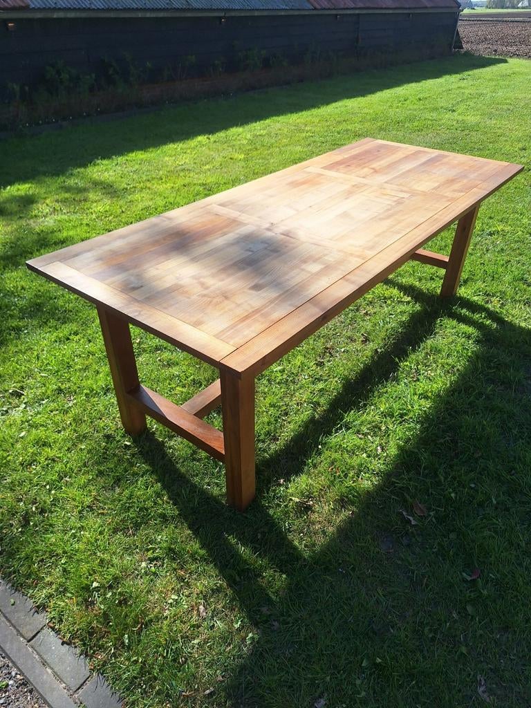 Teak houten eettafel Robuust & Massief buiten/binnen, Ophalen, Landelijk, Robuust, Teakhout, 200 cm of meer