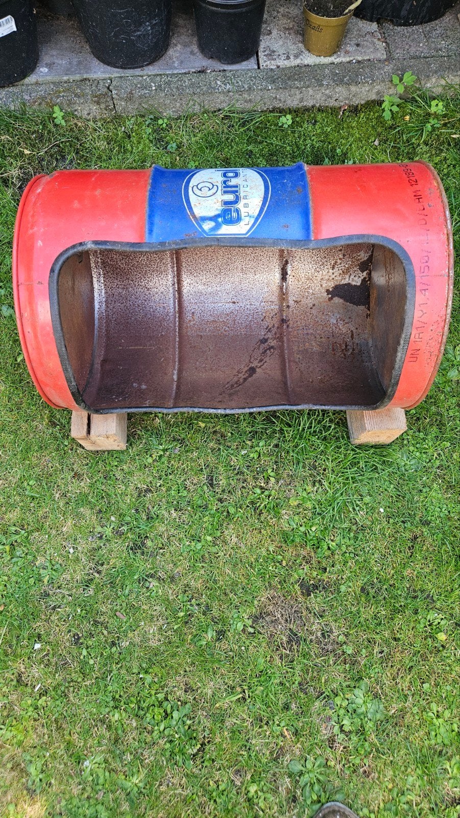 Unieke vuurton/vuurkorf van olievat, Ophalen of Verzenden, Gebruikt, Vuurton