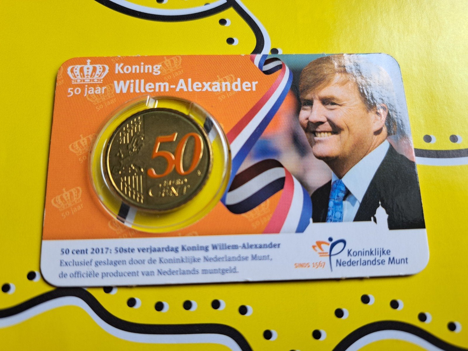 50 cent 2017 Willem Alexander 50 jaar in coincard, Postzegels en Munten, Munten | Nederland, Ophalen of Verzenden, Euro's