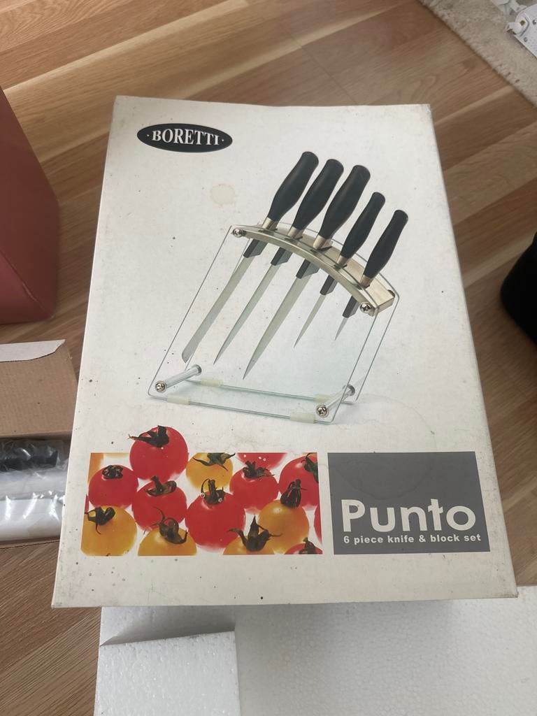Boretti Punto 6-delige messenset met messenblok, Huis en Inrichting, Keuken | Bestek, Ophalen of Verzenden, Zo goed als nieuw