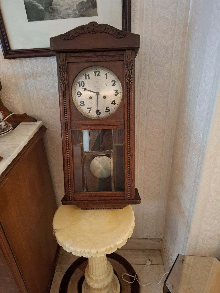Oude klok, Ophalen, Gebruikt, Met slinger, Wandklok
