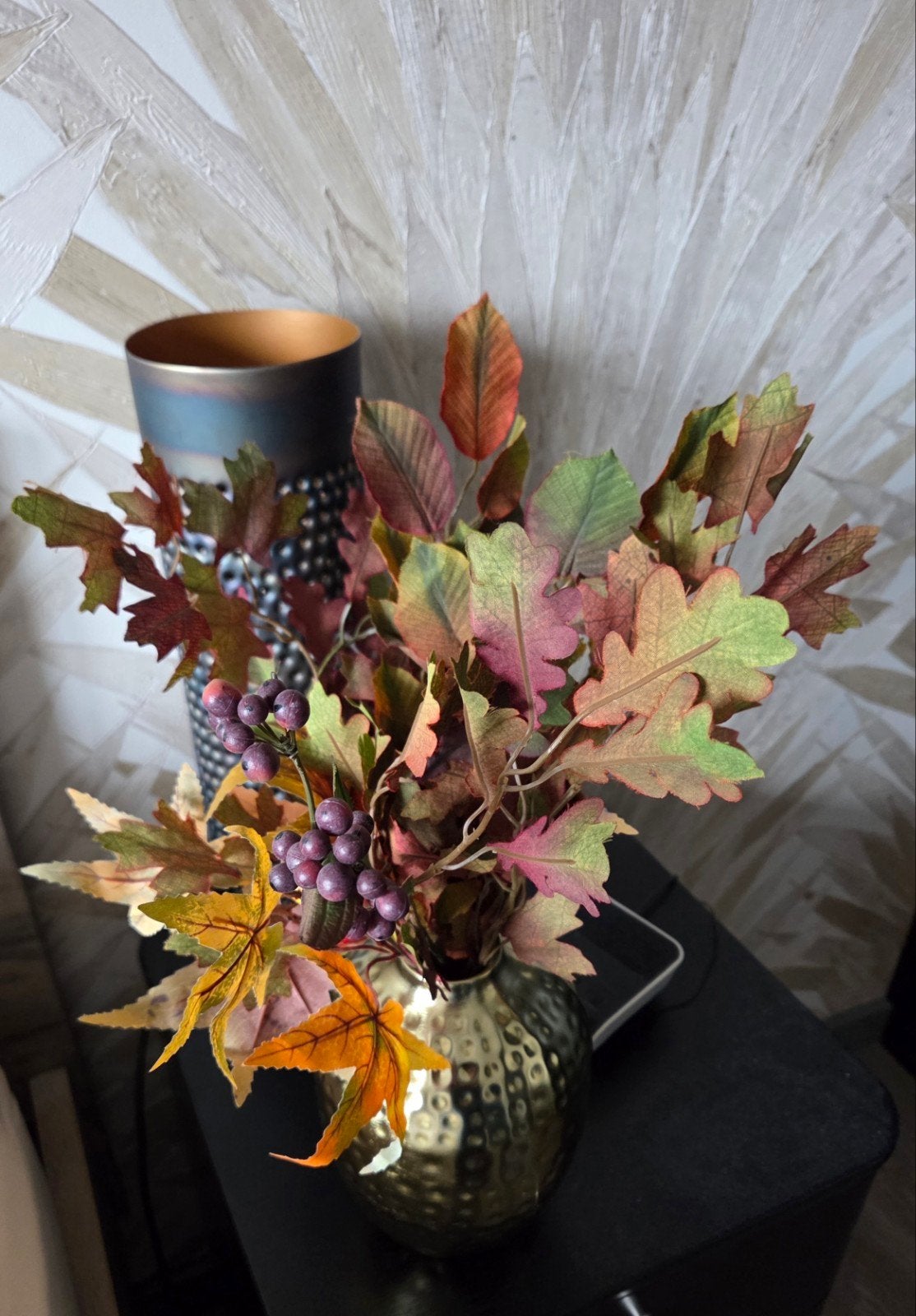 kunstbloemen met vaas, Ophalen of Verzenden, Zo goed als nieuw