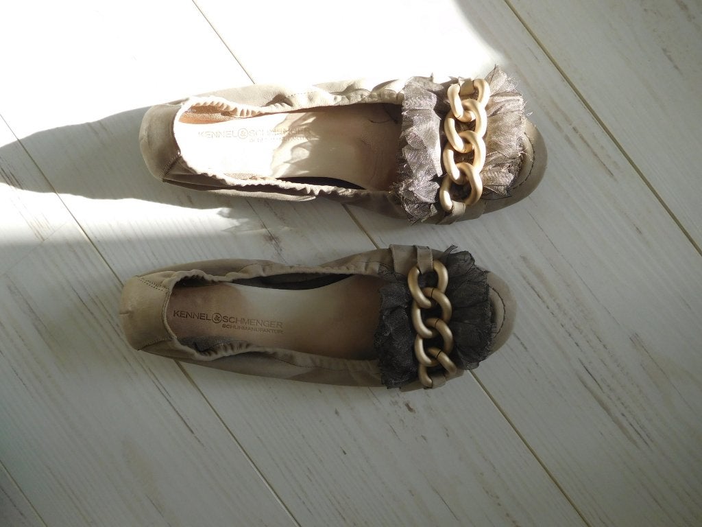 NIEUWstaat beige leer ballerina's KENNEL SCHMENGER maat 37, Beige, Kennel schmenger, Zo goed als nieuw, Ballerina's