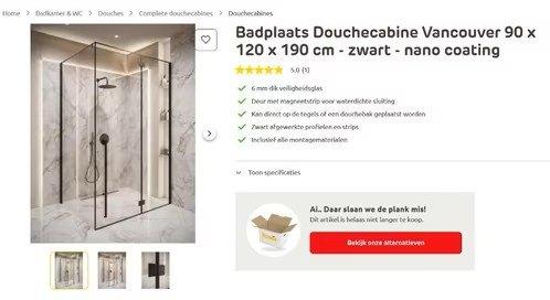 Draaideur douchecabine, ook te gebruiken als douchewand, Ophalen, Nieuw, Glas, Douche