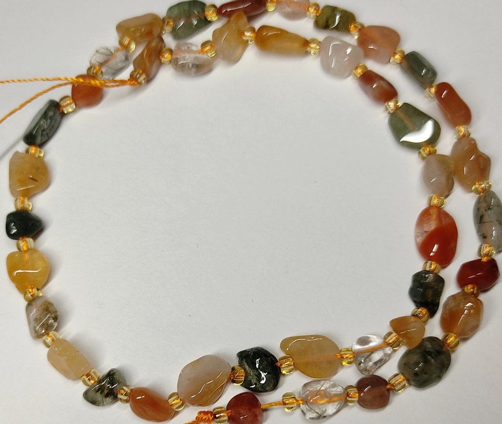 DMbeads:Rutilated Quartz kralen nuggets. Per streng. .., Ophalen of Verzenden, Nieuw, Kraal