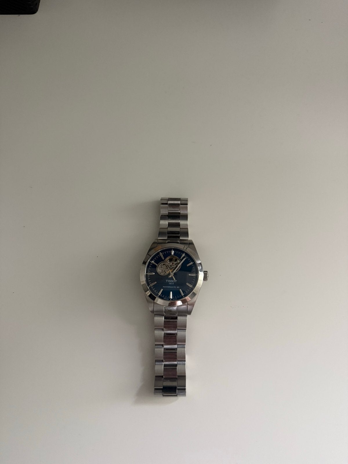 Tissot Gentleman Open Heart Powermatic 80 - Zo goed als nieu, Overige merken, Staal, Polshorloge, Ophalen of Verzenden