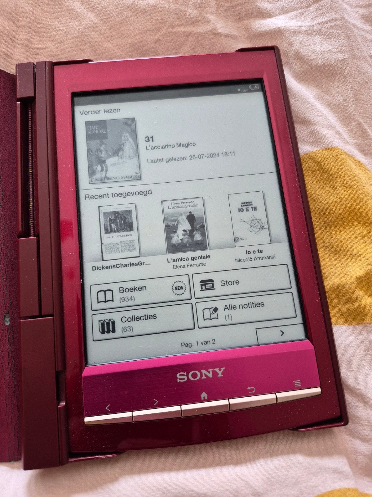 Sony PRS-T1 E-Reader met hoesje - Goede staat, Computers en Software, E-readers, Ophalen of Verzenden