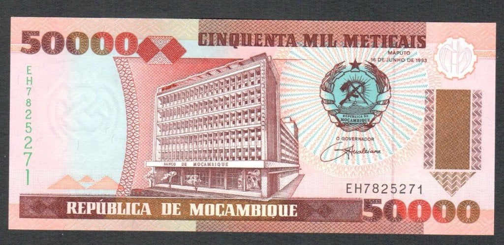 Bankbiljet - Mozambique 50.000 Meticais 1993 - UNC., Postzegels en Munten, Ophalen of Verzenden, Overige landen, Los biljet