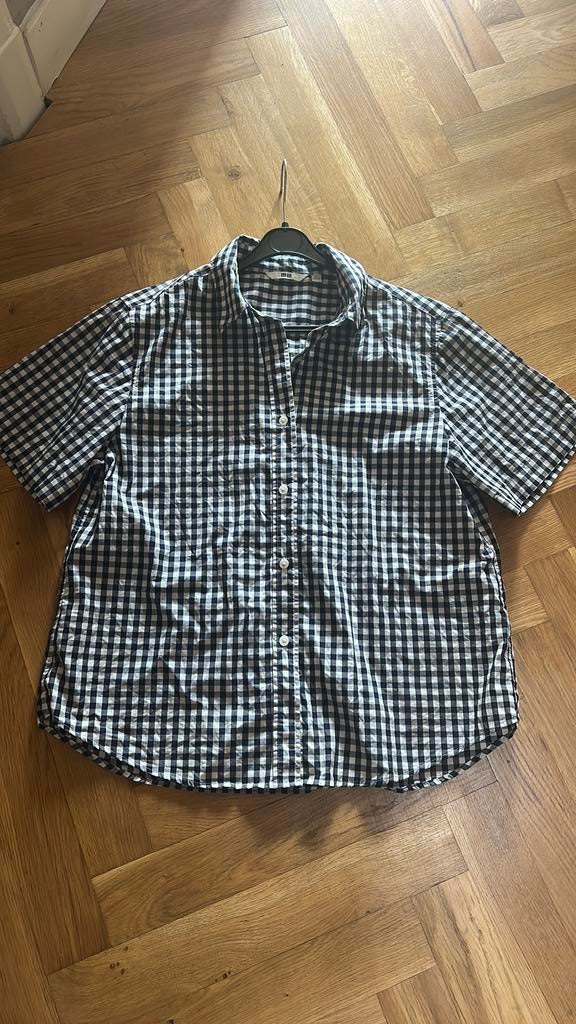 Uniqlo ruitjes blouse blauw wit L, Kleding | Dames, Blouses en Tunieken, Ophalen of Verzenden, Zo goed als nieuw, Maat 42/44 (L)