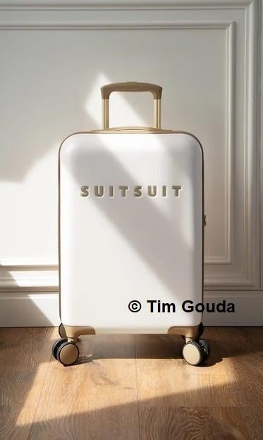 ✅ SUITSUIT Fusion White Swan koffer 55 cm - NIEUW, Wieltjes, 50 tot 60 cm, Hard kunststof, Nieuw