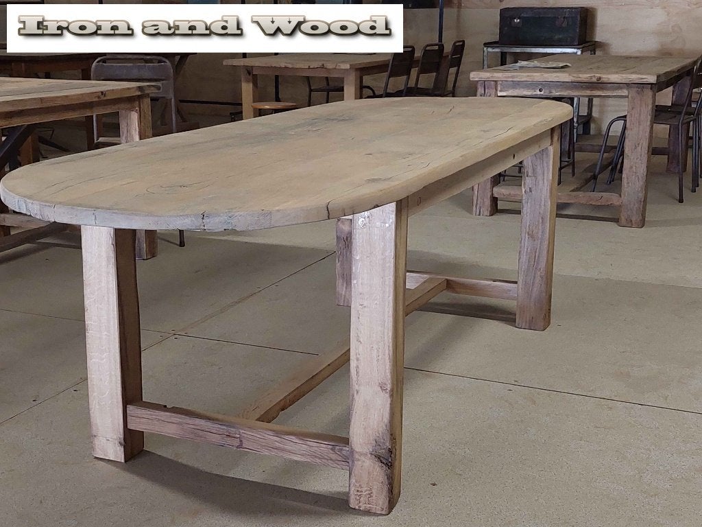 Aanbieding: oud eiken ovale (hobby)tafel - wagonplanken, Ophalen, Nieuw