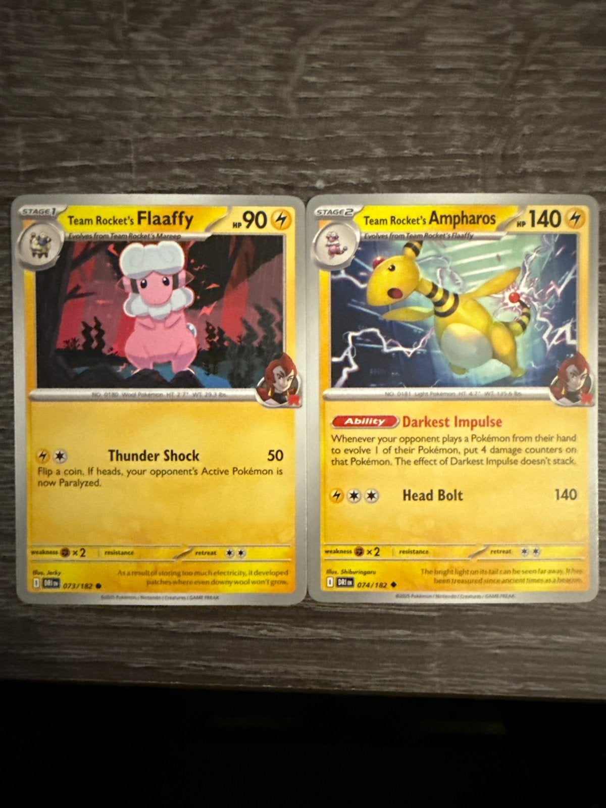 Pokémon Kaarten: Team Rocket's Flaaffy & Ampharos, Ophalen of Verzenden, Zo goed als nieuw, Meerdere kaarten