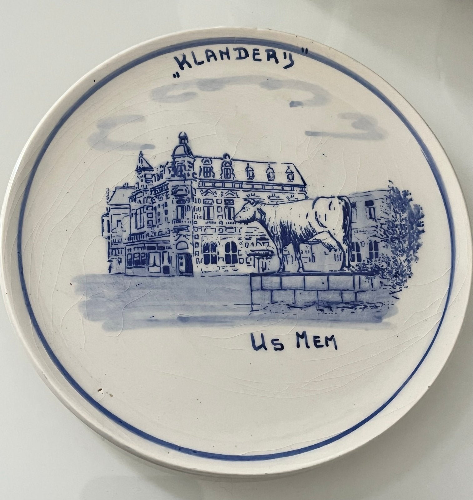 Decoratief bord "De Klanderij" Leeuwarden - Us Mem, Ophalen of Verzenden