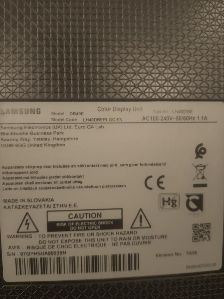 Samsung BD40E presentatie scherm, Ophalen