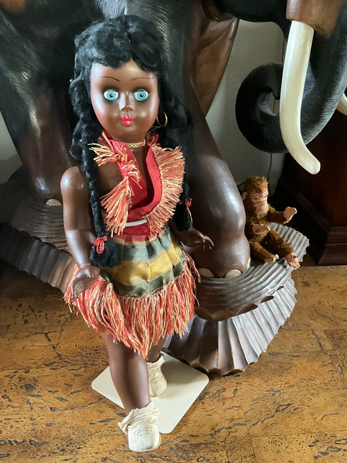 Antieke pop met mechanisme 65 cm groot., Antiek en Kunst, Ophalen of Verzenden