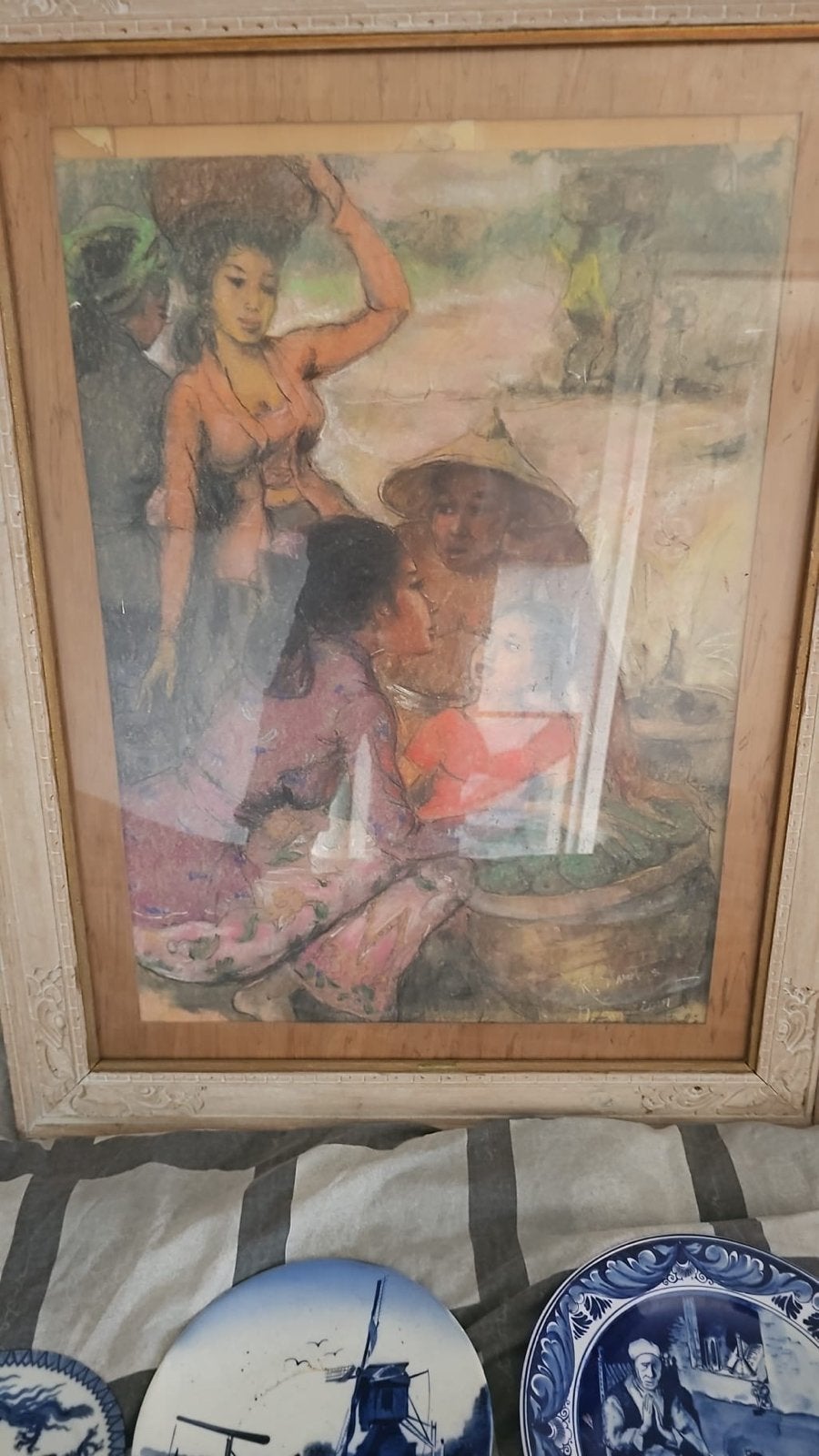 Olieverfschilderij Aziatische Vrouwen, Ophalen, Doek, Portret of Personen, Realistisch