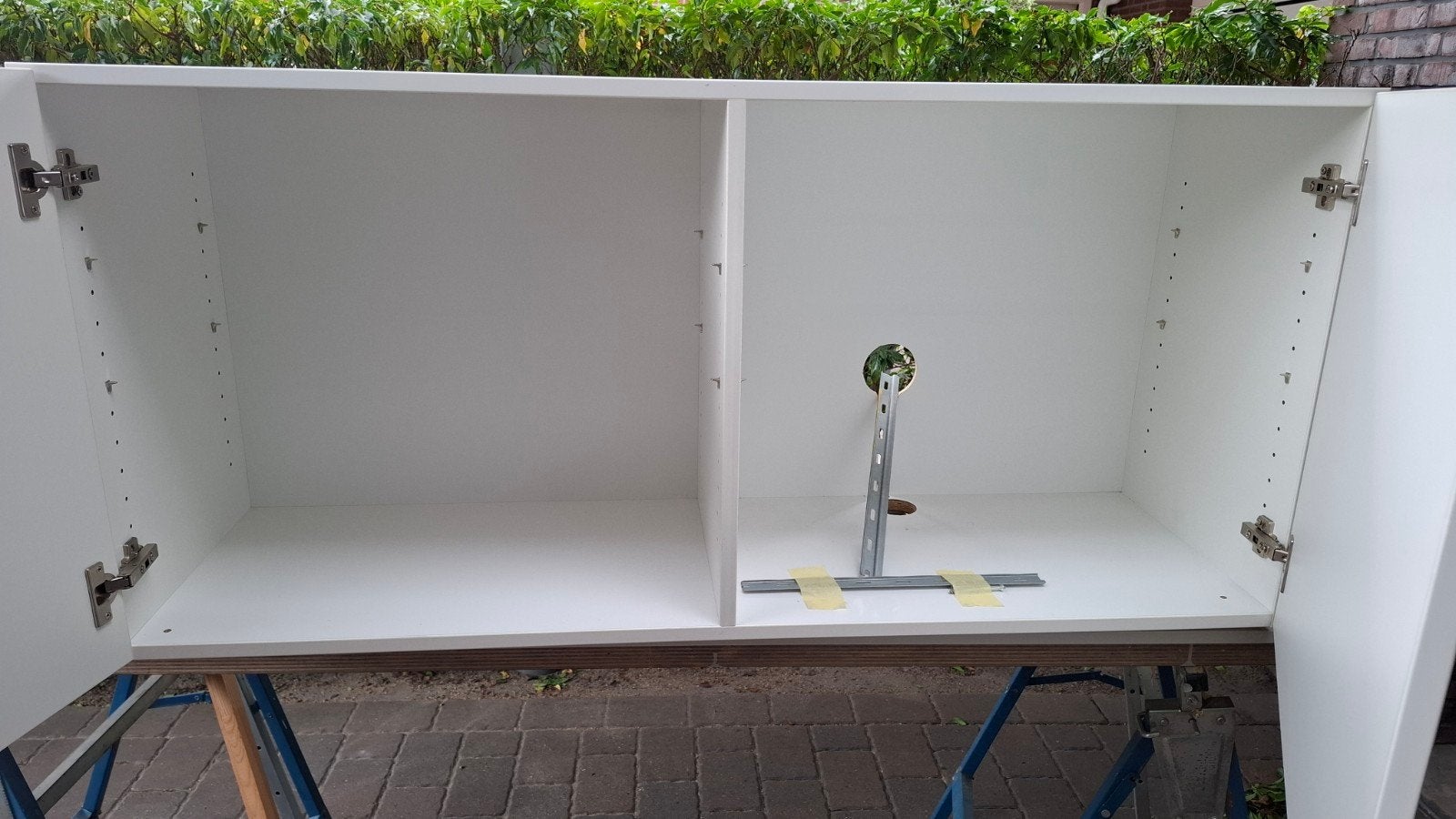 Witte Melamine Bijkeuken Kast met Verstelbare Legborden, Ophalen