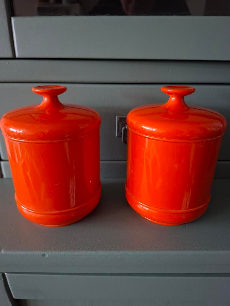 Retro Vintage Emsa voorraadpotten oranje - set van 2, Ophalen of Verzenden