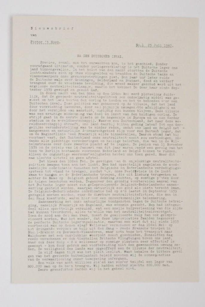 25 juli 1940 Nieuwsbrief Pieter 't Hoen Herdruk verzetsblad, Zo goed als nieuw, Verzenden, Amsterdam, Florence Uitgeverij