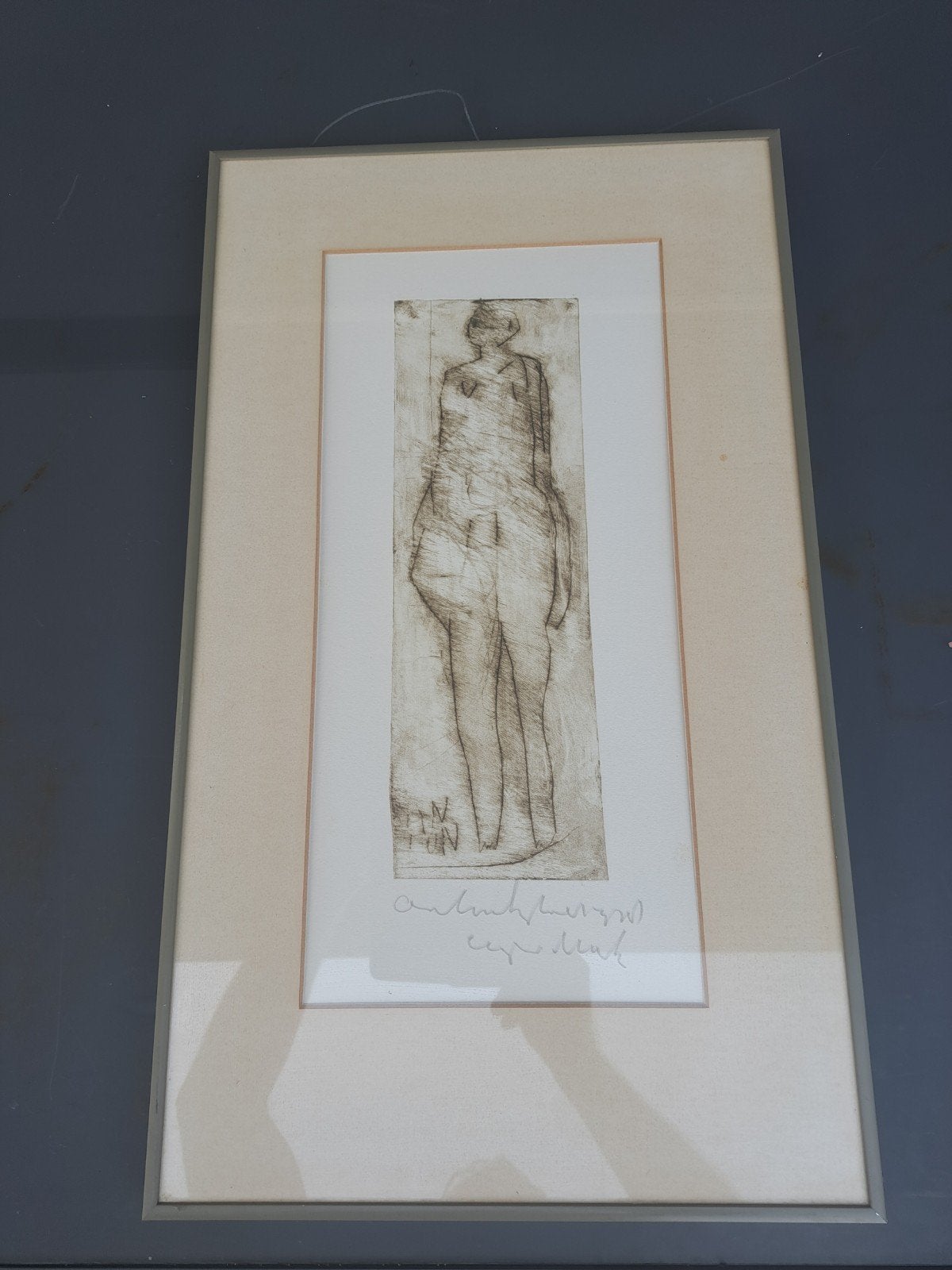 Anton Heyboer  Gesigneerde Ets van een Naaktfiguur, ingelijs, Antiek en Kunst, Portret, Ophalen of Verzenden, Gesigneerd, 1950 - 1999