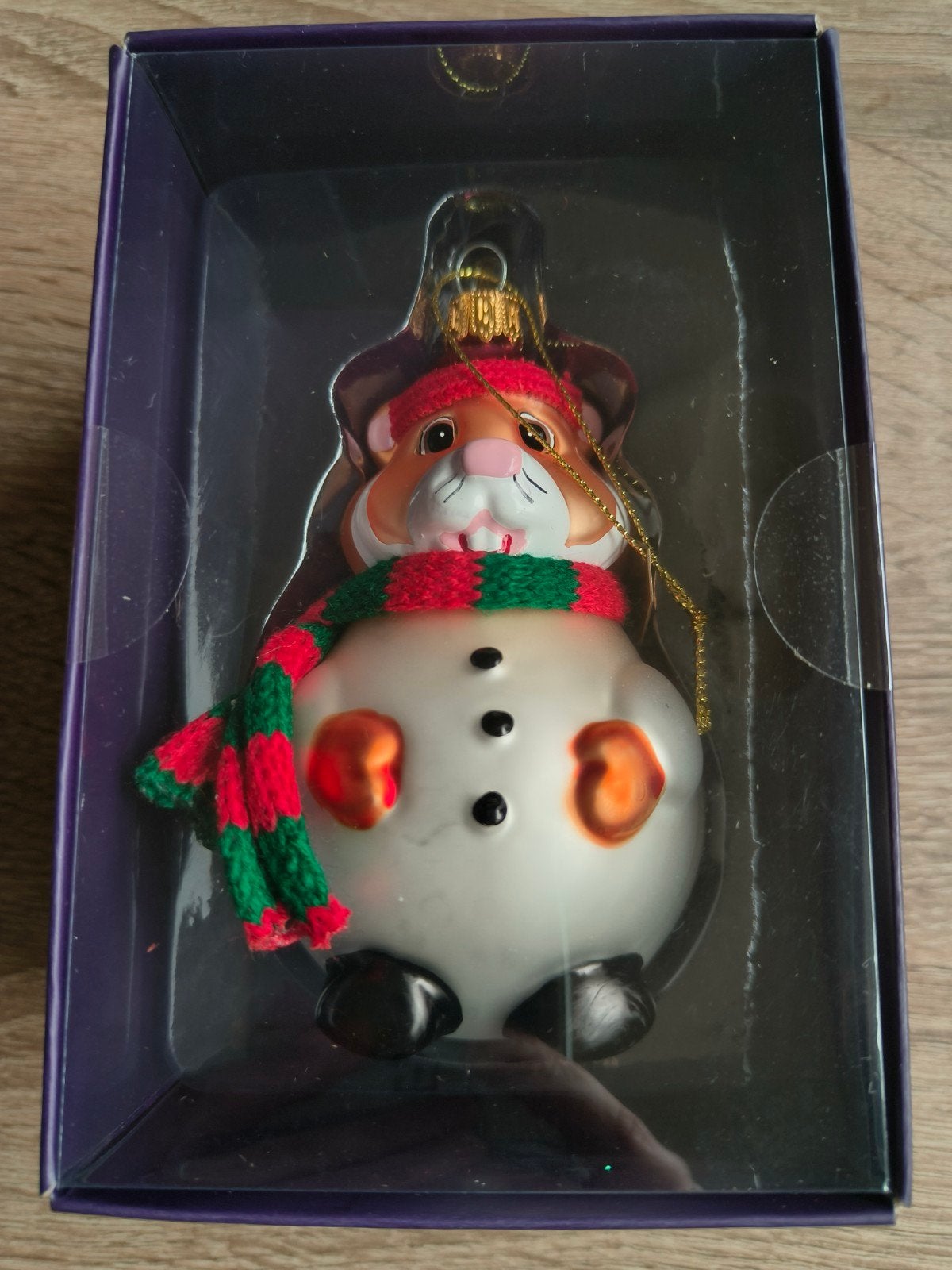 AH excellent glazen hanger hamster sneeuwpop, Diversen, Ophalen of Verzenden, Nieuw