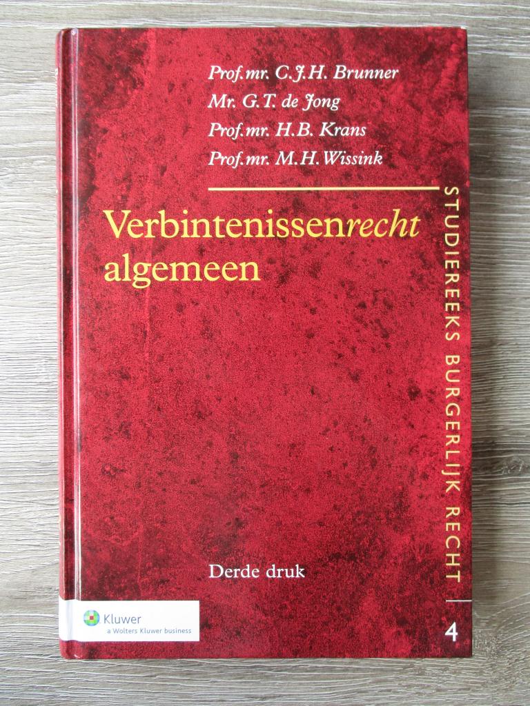 Verbintenissenrecht algemeen - Brunner /Jong / Krans / Wis, Ophalen of Verzenden, Alpha, Gelezen, WO