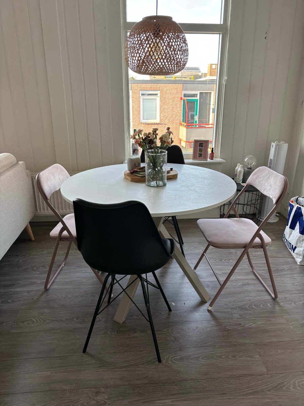 Witte ronde tafel (tweedehands), Ophalen, Overige materialen, Gebruikt, Rond