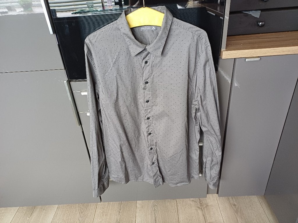 grijs met zwart overhemd Angelo Litrico mt XL, Angelo Litrico, Ophalen of Verzenden, Zo goed als nieuw, Halswijdte 41/42 (L)