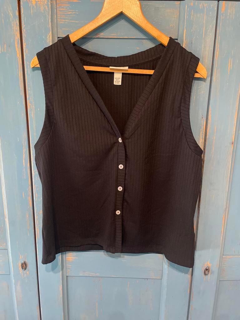 Bonprix zwarte top met knoopjes, Zwart, Maat 42/44 (L), Ophalen of Verzenden, Zo goed als nieuw