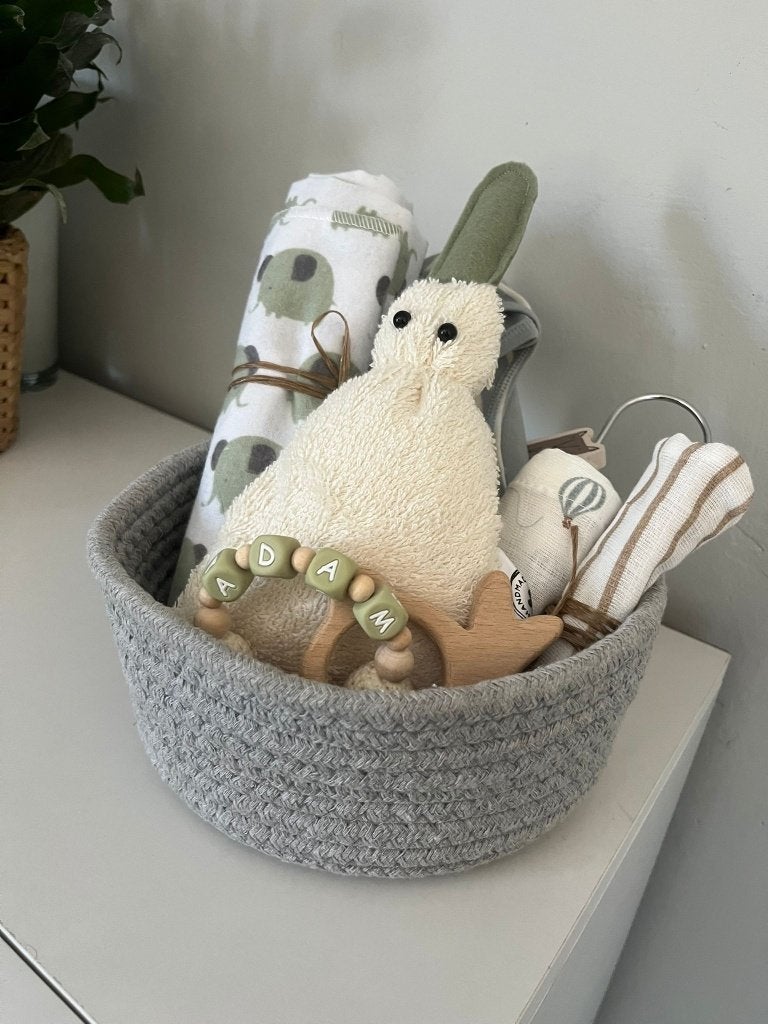 Superleuk gepersonaliseerd kraammandje, Ophalen of Verzenden, Nieuw, Kraamcadeau