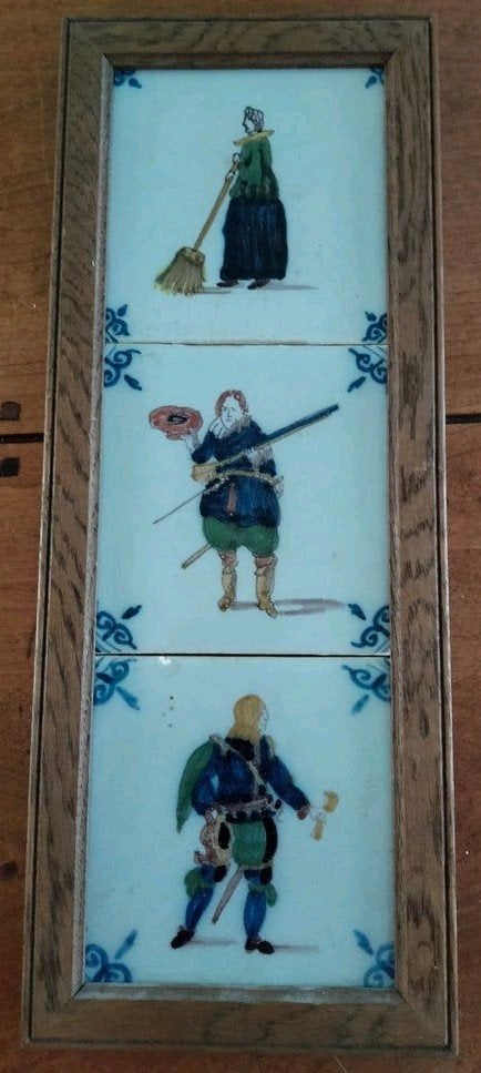 Tichelaar Hollandse tegels in lijst -tegeltjes zijn  10x10 c, Ophalen of Verzenden