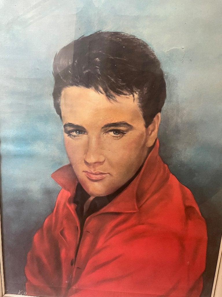Vintage Elvis Presley Poster in Lijst - Jaren '60, Ophalen, Gebruikt, Poster, Artwork of Schilderij