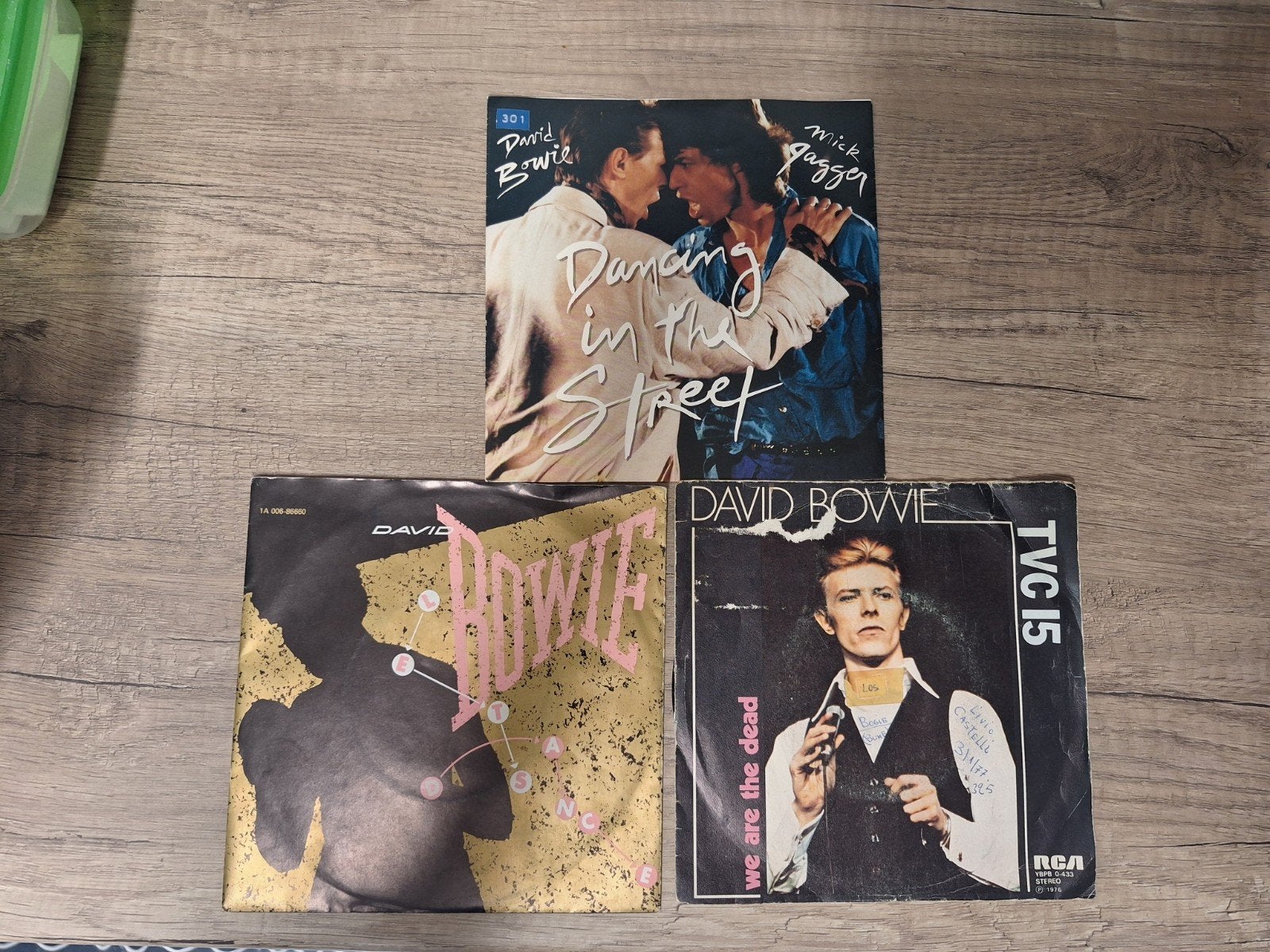 Vintage David Bowie Vinyl Singles Collectie (3 stuks), Gebruikt, Fotohoes, 7 inch, Ophalen of Verzenden