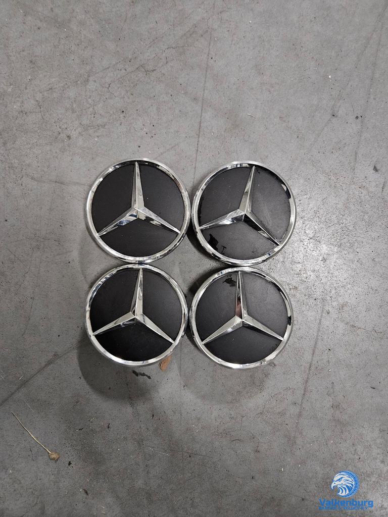 ORIGINELE Mercedes Benz naafkap naafdop set matzwart chroom, Gebruikt, -, -, Ophalen of Verzenden