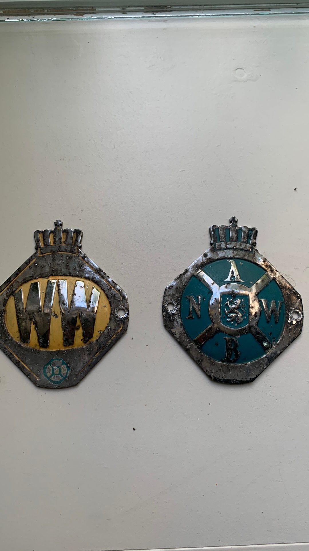 Vintage ANWB Auto Emblemen -, Verzamelen, Ophalen of Verzenden, Gebruikt, Motoren