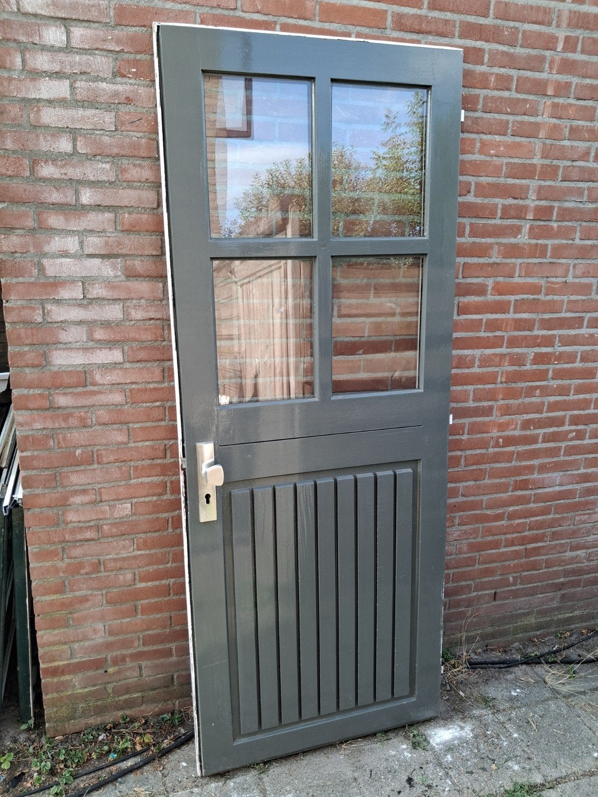 hardhouten opdekdeur kleinste maten 86.5x220.5 met roedes op, Doe-het-zelf en Verbouw, Ophalen, Glas, Buitendeur, 200 tot 215 cm