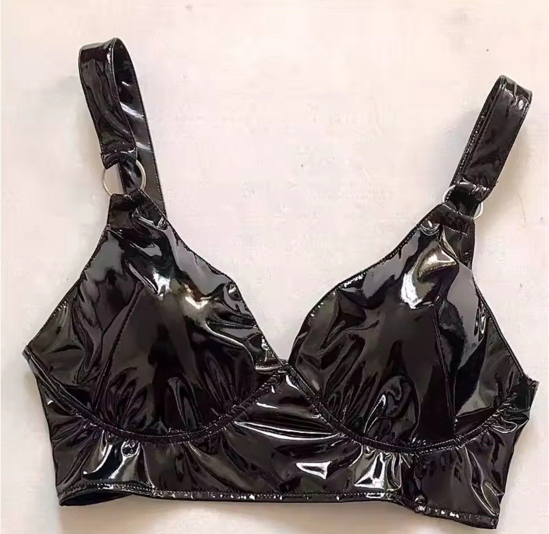 Mooie Lak Glans Topje, tm L, Verzenden, Zwart, BH