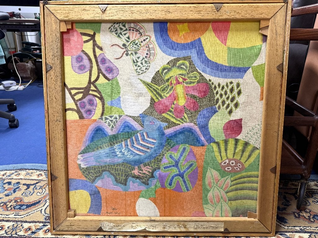 Willie Hartung 'Vogel mit Blumen' Tempagraphi 8/300, Antiek en Kunst, Gesigneerd, Ophalen