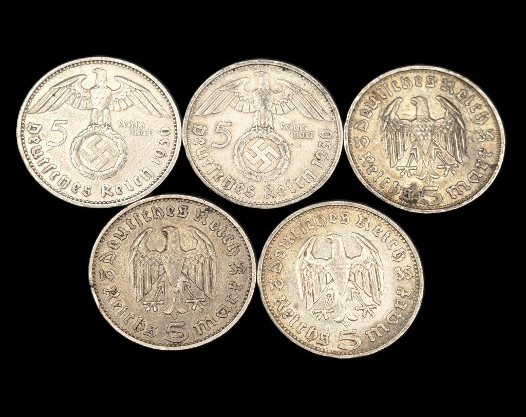 5x 5 Reichsmark Derde Rijk (3), Ophalen of Verzenden, Duitsland, Setje, Zilver