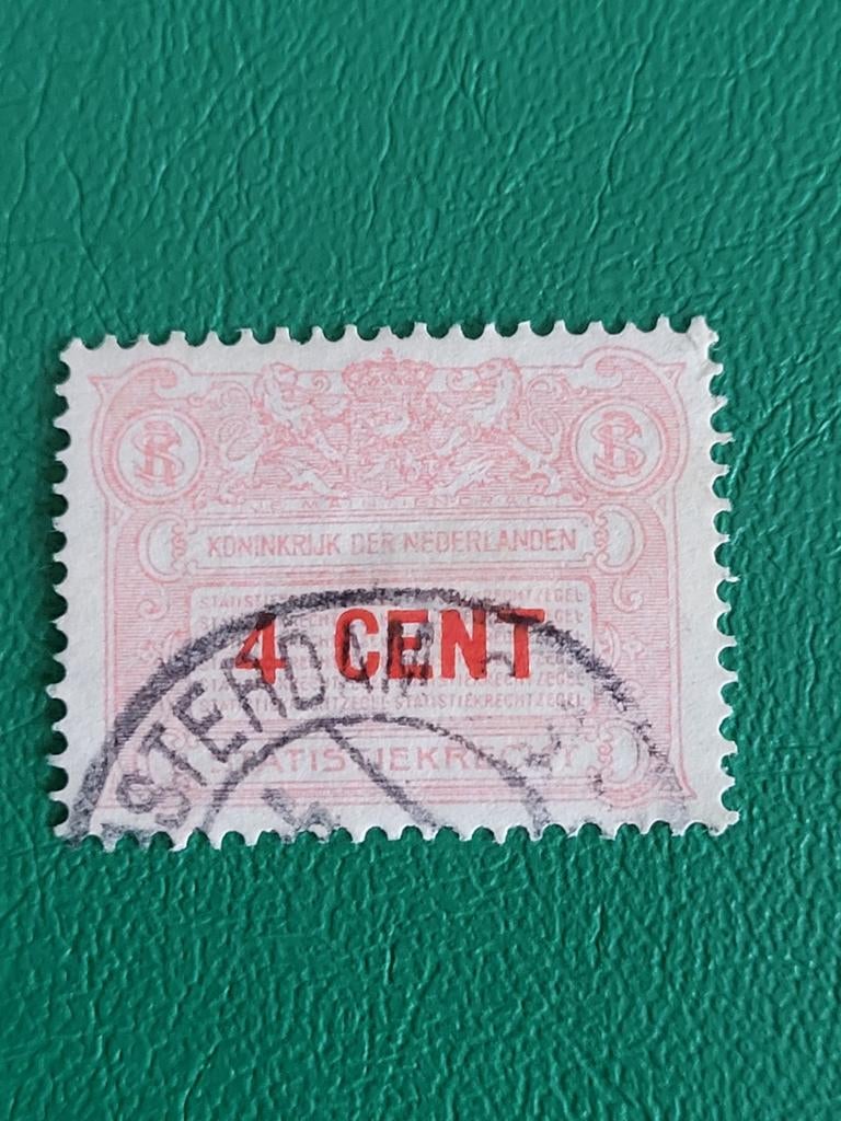 Nederlandse fiscale zegel Statistiekrecht 4 cent, Ophalen of Verzenden, T/m 1940, Gestempeld
